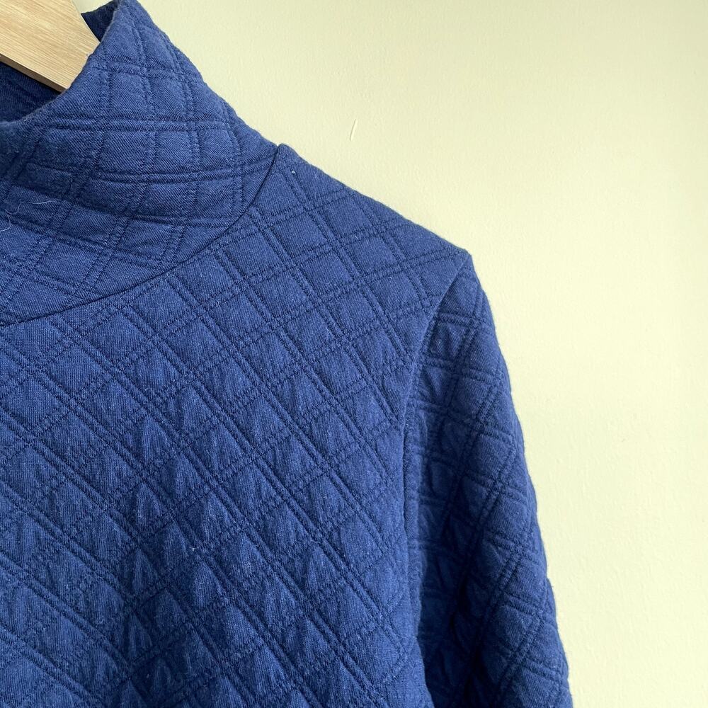 J.Crew quilted turtleneck sweater women's size medium royal blue thick sweater - Picture 2 of 7